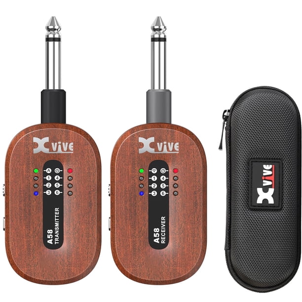 Sistema de guitarra inalámbrico Xvive A58 5.8 GHz con transmisor caoba