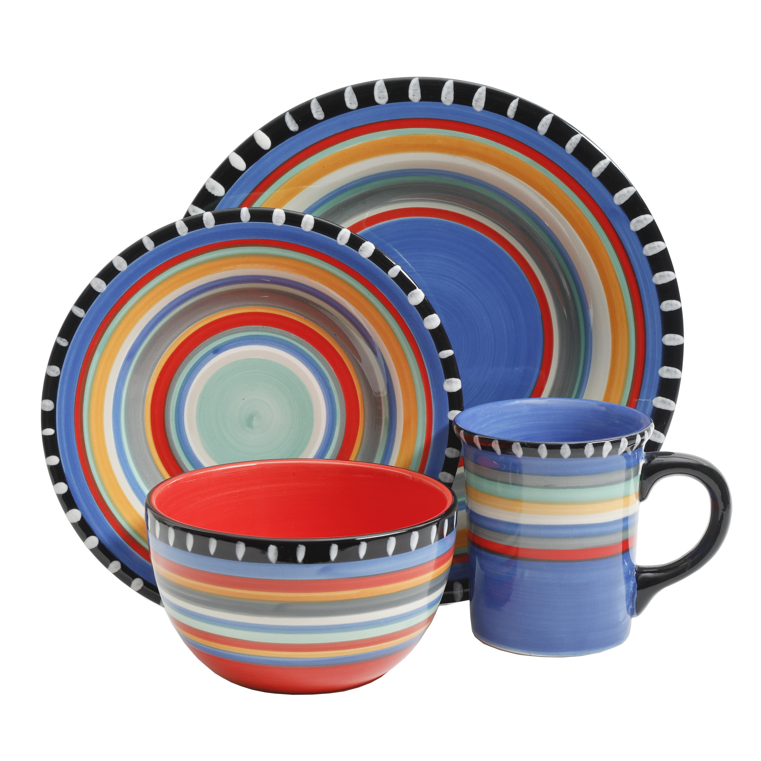 Gibson Home Pueblo Springs Handpainted 16Piece Dinnerware Set, Multi