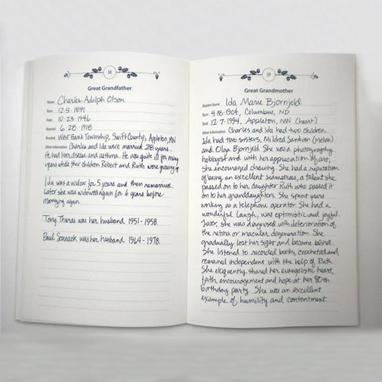Family Tree Notebook-Handwritten Ancestors' Memories To Write Into