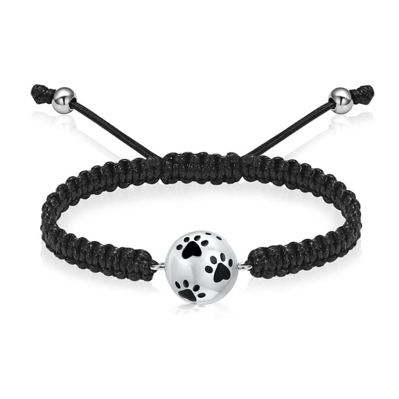 Ball with Paw Print Locket Adjustable Braided Rope Bracelet Memorial Pet Cremation Jewelry for Ashes Holder Funeral Urn Bracelet for Dog Ashes Cat Ashes