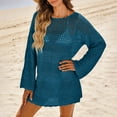 thumbnail image 5 of Cozyvia Women's Swimsuit Crochet Swim Cover Up 2026 Summer Bathing Suit Swimwear Mesh Knit Beach Dress Boat Neck Wavy Trim Beach Bathing Suit Cover Up Vacation Outfits - Navy M, 5 of 6