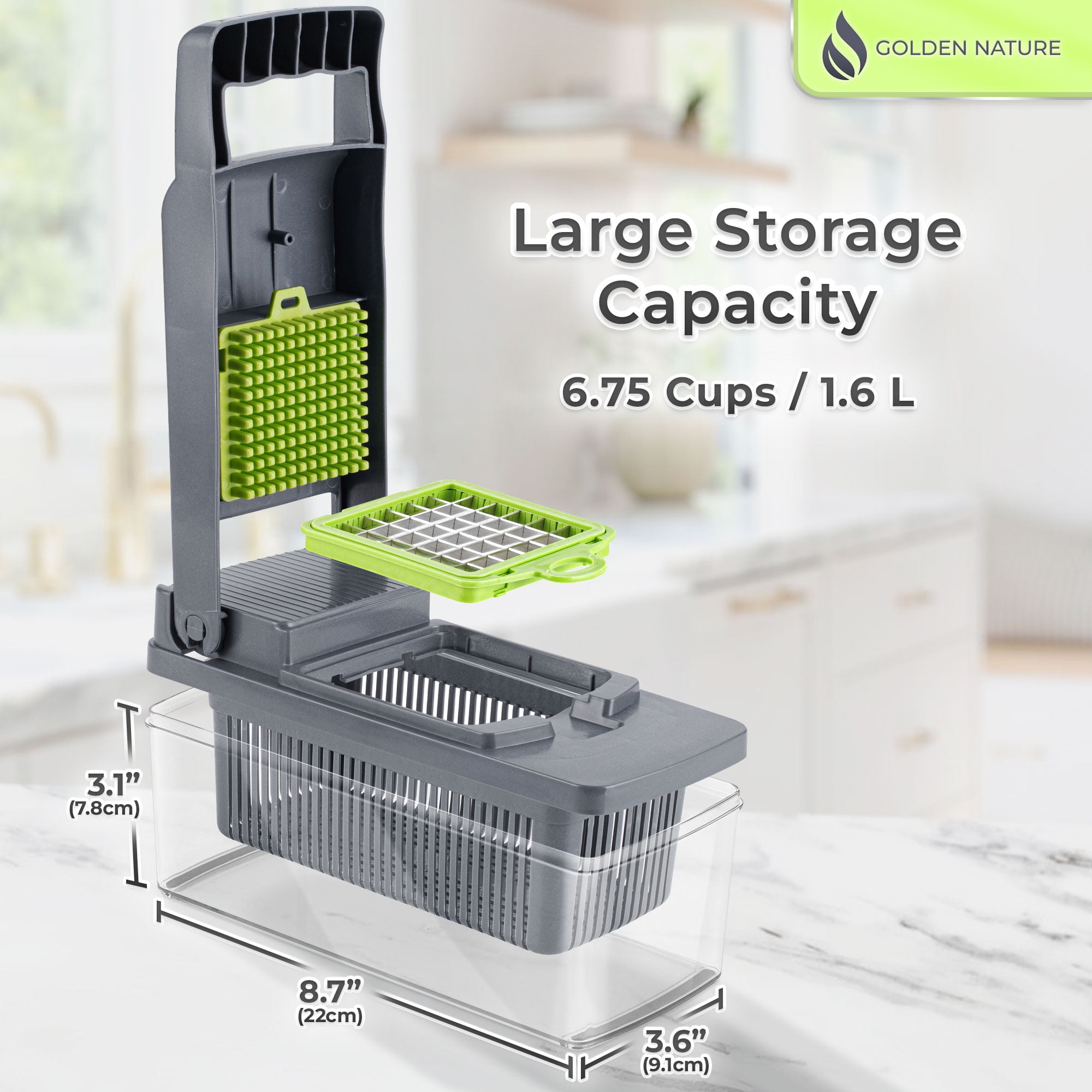 Golden Nature Vegetable Chopper, 14-in-1 Multifunctional Veggie Cutter, Dicer & Slicer, Kitchen Tools for Salad & Food