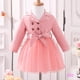 thumbnail image 2 of Eliza-Girls Otoño Casual A-line Vestido De Manga Larga Solapa Tul Patchwork Con Cinturón, 2 of 4