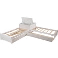 thumbnail image 4 of Twin Size Platform Bed with Trundle and Drawers, L-Shaped Corner Bed Frame for Kids Teens Adults, Wood Daybed with Storage Desk for 3 People, 3 Beds in One for Kids Teens Bedroom Furniture Gray, 4 of 7
