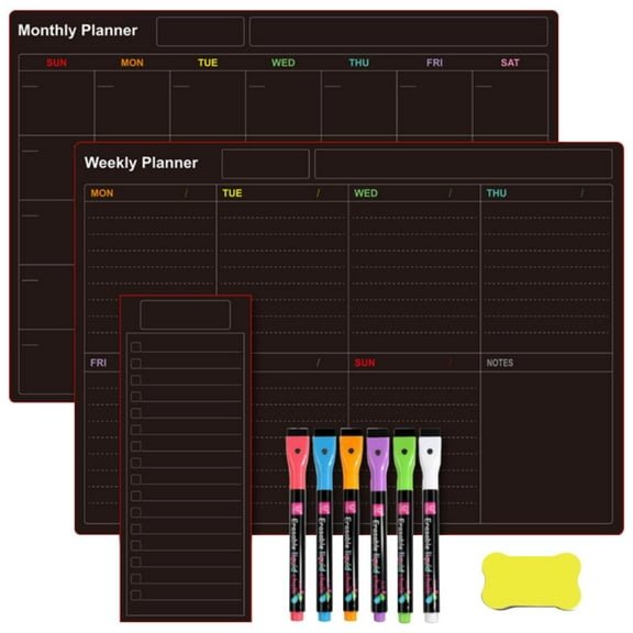 Aonity Magnetic Calendar Planner Gt-1033-1, Refrigerator Daily Calendar Whiteboard for Fridge Meal Planner Board White Board for School Home 6Ml
