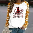 thumbnail image 4 of Fall Fashion Must Haves Womens Festive Round Neck Pullover Sweatshirt Long Sleeve Merry Christmas Print Top Red Raglan Sleeve Shirt My Items, 4 of 5