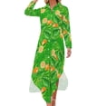 thumbnail image 1 of Robe en Chiffon Imprimé Fruits Jaune Citron Robes Mignonnes Femmes Manches Longues Style Rue Col en V Motif Robe Décontractée Surdimensionnée, 1 of 5