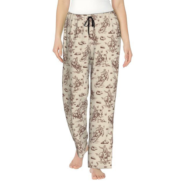 Balery Cowboy Sitting On Cow Back Pantalones de pijama para mujer, pijamas ultraligeros, pantalones de estar por casa-Medium