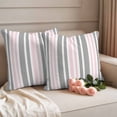 thumbnail image 2 of Pink Grey Stripes Outdoor Waterproof Pillow Covers, Simple Striped Lines Minimalist Modern Decorative Square Throw Pillowcase Sofa Cushion Sham for Patio/Couch/Chair, 20"x20" 2 Pack, 2 of 8