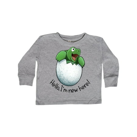 

Inktastic Hello I m New Here Cute Baby Turtle Gift Toddler Boy or Toddler Girl Long Sleeve T-Shirt