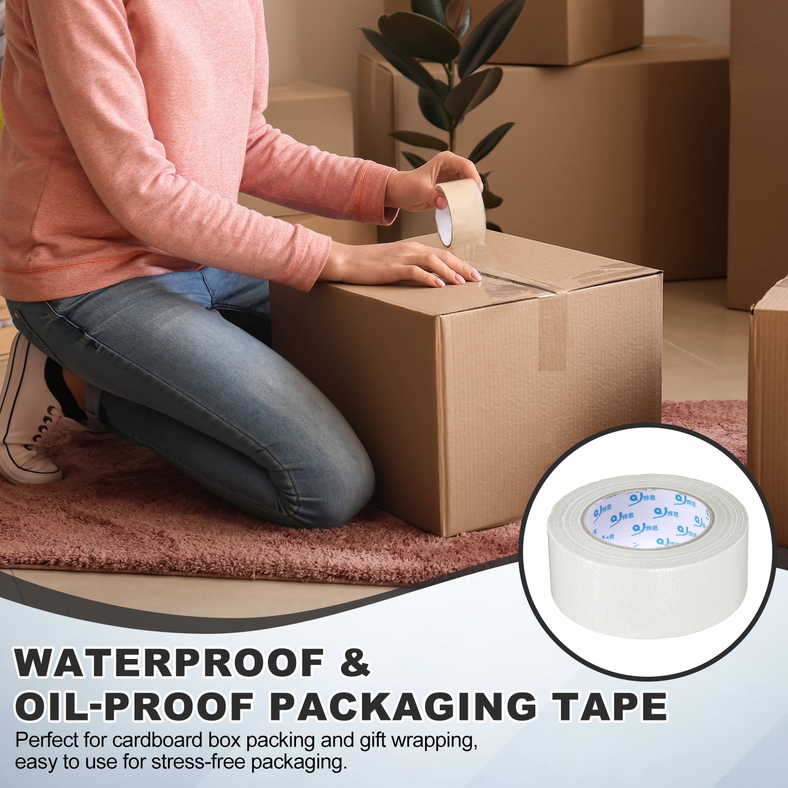 Uxcell Duct Tape (1.97 Inch x 49 Yards, White) Heavy Duty Industrial Duct Tape Easy Use Strong Adhesive No Residue, for Repairs Crafts Projects Home Improvement