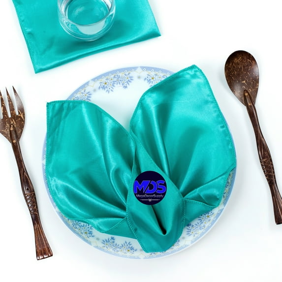MDS Set of 200 Satin Napkin 20x20 Inch Square Napkins for Wedding - Teal