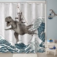 thumbnail image 2 of Funny Cat Shower Curtain Dinosaur Ocean Sea Wave Shower Curtains for Bathroom Cool Waterproof Fabric Rustic Wooden Farmhouse Bath Curtain Decor with Hooks (Gray1, 72\u201d x 84\u201d), 2 of 6
