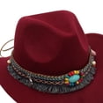 thumbnail image 4 of Emitonse Baby Boy Hats Kids Western Hats Boys Girls Cowboy Leather Buckle Felt Cowgirl Hat with Cowboy Size 3-8 Years,Wine, 4 of 5