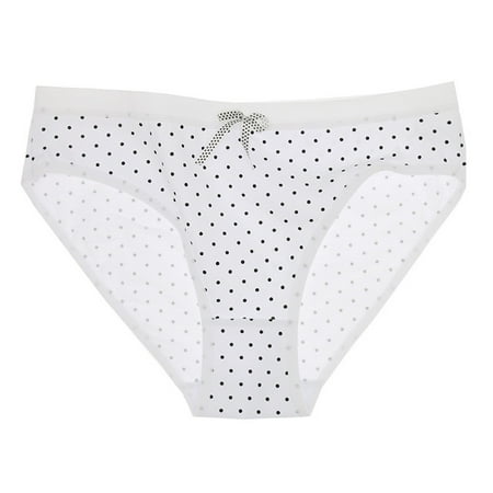 Pavied Cotton Underwear Plus Size Underwear Female Women Cotton Basic Underwear Bikini Polka Panties Seamless Underwear Bikini Underwear White XL