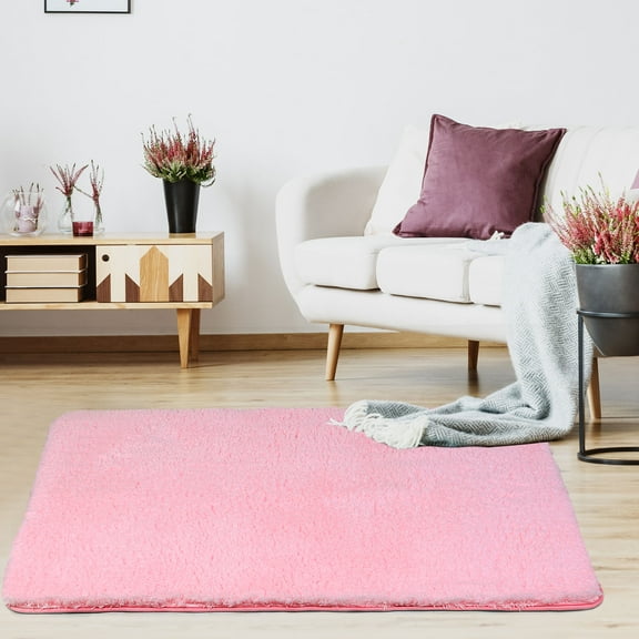 PiccoCasa Shaggy Area Rug Soft Plush Area Runner Rug, Pink 32" x 47"