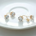 thumbnail image 4 of Anvazise Fashion Women Double Cubic Zirconia Drop Ear Jacket Piercing Earrings Jewelry Golden, 4 of 12