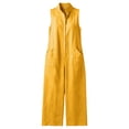 thumbnail image 7 of Hvogkswy Linen Jumpsuits for Women Solid Lapel Snap Front Sleeveless Jumpsuit with Pockets Comfy Loose Breathable Summer Vacation Casual Wide Leg Romper, 7 of 7