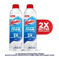 Windex Fast Shine Foam Glass Cleaner, No-Drip Aerosol Cleaning Spray, 2X19 oz.