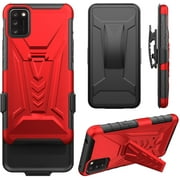 For Apple iPhone 14 (6.1) Swivel Belt Clip Holster with Built-in Kickstand, Heavy Duty Hybrid 3in1 Shockproof Defender Phone Case Cover by Xpression - Red