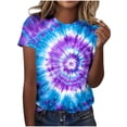 thumbnail image 2 of Mifsaly Tie-Dye Cotton T-Shirt for Women Short Sleeve Crew Neck Casual Summer Tops Colorful Print Lightweight Breathable Casual Blouse L, 2 of 6