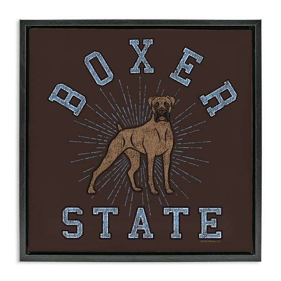 Stupell Industries Vintage Boxer State Novelty & Humor Painting Black Floater Framed Canvas Art Print Wall Art, 18 x 18