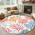 thumbnail image 3 of Summer Ocean Round Area&nbsp;Rug 7ft Coral Blue Red Orange Nautical Coastal Non-Slip&nbsp;Washable Circle Rugs Soft Felt Indoor Floor Mat for Bedroom Kitchen Living Room Bathroom, 3 of 9