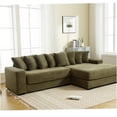 thumbnail image 3 of Green Corduroy L-Shaped Sectional Sofa Couch with Chaise and 8 Pillows, 3 of 10