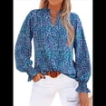 thumbnail image 2 of Blusa de Estilo Bohemio con Cuello en V y Mangas Largas, Estilo Floral, Informal, Holgada, de Verano, con Mangas Abullonadas para Mujer. Color XL, 2 of 6
