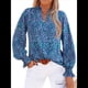 thumbnail image 2 of Blusa de Estilo Bohemio con Cuello en V y Mangas Largas, Estilo Floral, Informal, Holgada, de Verano, con Mangas Abullonadas para Mujer. Color L, 2 of 6