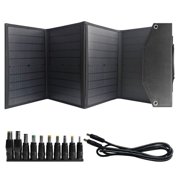 40W 18V Foldable Portable Solar Charging Panel with 3 Outputs Type-C/USB QC3.0/DC, Support Multiple Devices, for Portable Power Station, Mobile Phones, and USB Devices, Compatible with iPhone, Samsung