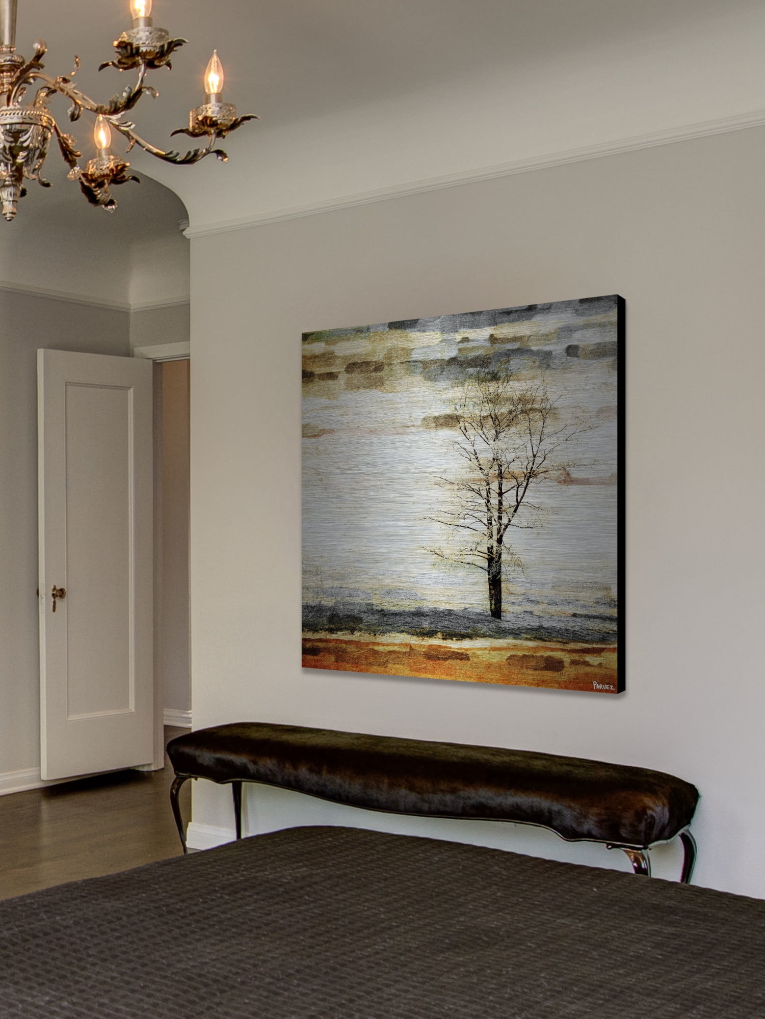 Parvez Taj Pt-Wnpw - 49 - Al - 40, 40" x 40" "Lone Tree" Art Print On Aluminum