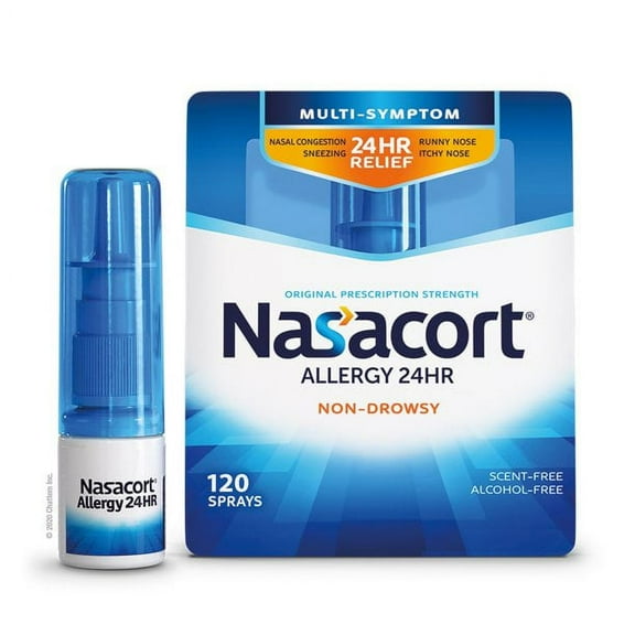 Nasacort Allergy 24 Hr Multi-Symptom Nasal, Allergy Relief Nasal Spray, 120 Spray