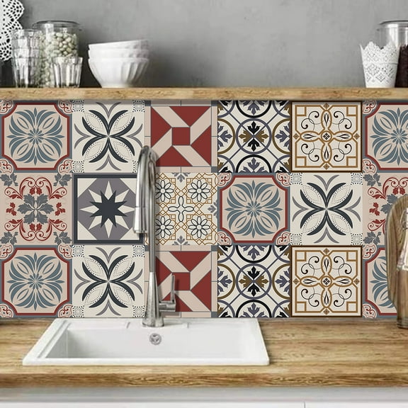 Tile Stickers Vinyl Peel and Stick Kitchen Decals 6"x6" Waterproof Removable Bathroom Tiles Decor 10Pcs