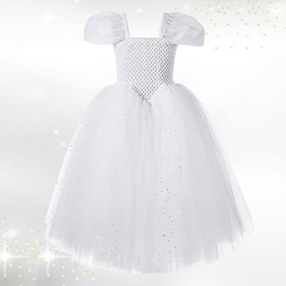 RTKFRFLM Flower Girl Dress Fairy Tale Mesh Princess Dress With Floral Embroidery Floor Length Party Gown Pageant Toddler Girls Party Wedding Dresses ,Size 4-5 Years