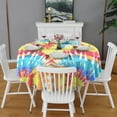thumbnail image 2 of Colorful Tie Dye Pattern Round Tablecloth 60"x60",Wrinkle Wipeable Table Cloth for Kitchen Dining Room Picnic Patio Party, 2 of 6