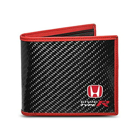 Civic 3dr Carbon Fiber Spoon - Honda Civic Type-R Real Premium Black Carbon Fiber Wallet with Red Stitched Edge Bi-fold Wallet