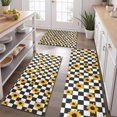 thumbnail image 2 of Black White Checker Sunflower Pattern Kitchen Rugs Sets Of 3,Kitchen Runner Rugs Non Skid Washable,Decorative Kitchen Floor Mats for Kitchen,Sink,Laundry,17"x30"+ 17"x47" + 17"x59", 2 of 6