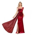 thumbnail image 5 of Wedding Dress Wedding Guest Dresses for Women sleeveless open-back dress wine ribbon slit evening dress bridesmaid dress, 5 of 6