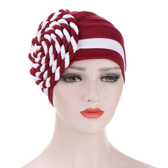 Awdenio Beanies Hats Women India Hat Patchwork Braid Muslim Ruffle Chemo Hat Beanie Wrap Cap