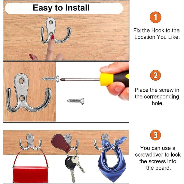30x Ganchos Dobles Resistentes Para Colgar En La Pared Con Tornillos