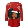 thumbnail image 5 of Craaazy Christmas Tops for Women Christmas Holiday Print 3/4 Sleeve Xmas Blouse Gifts, 5 of 5