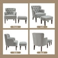 thumbnail image 5 of L'AGRATY Contemporary Sponge Solid Print Tufted Armchair with Ottoman, Grey, 5 of 6