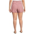 thumbnail image 3 of Dollhouse Women's Plus Size Cuffed Linen Shorts with Rope Belt, 3 of 5