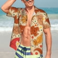thumbnail image 5 of KLL Men's Hawaiian Shirt Short Sleeve Button Down Beach Shirts-Autumn Animal Maple Leaves, 5 of 5