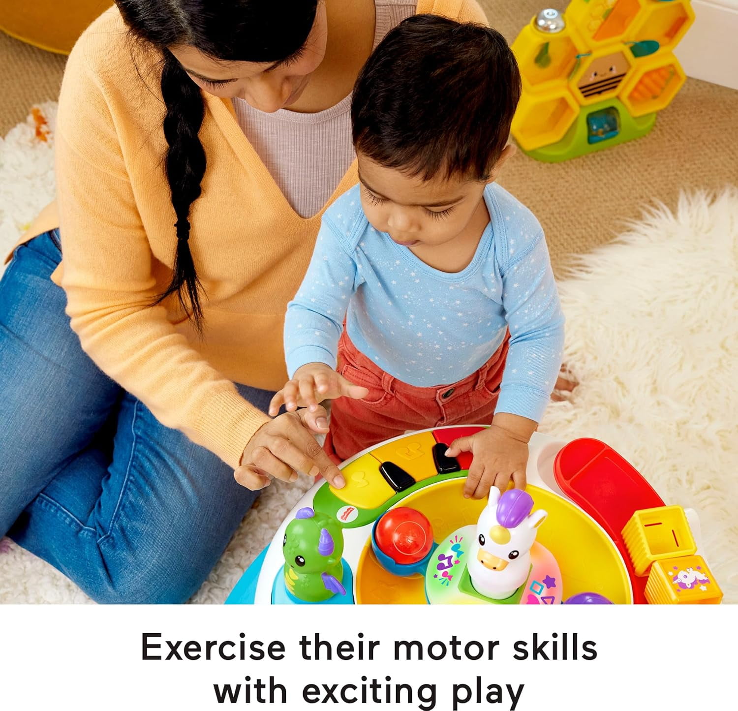 Fisher-Price Baby Play Kit Let’s Crawl & Cruise Gift Set, Activity Table, Hive Toy, Lion Rattle