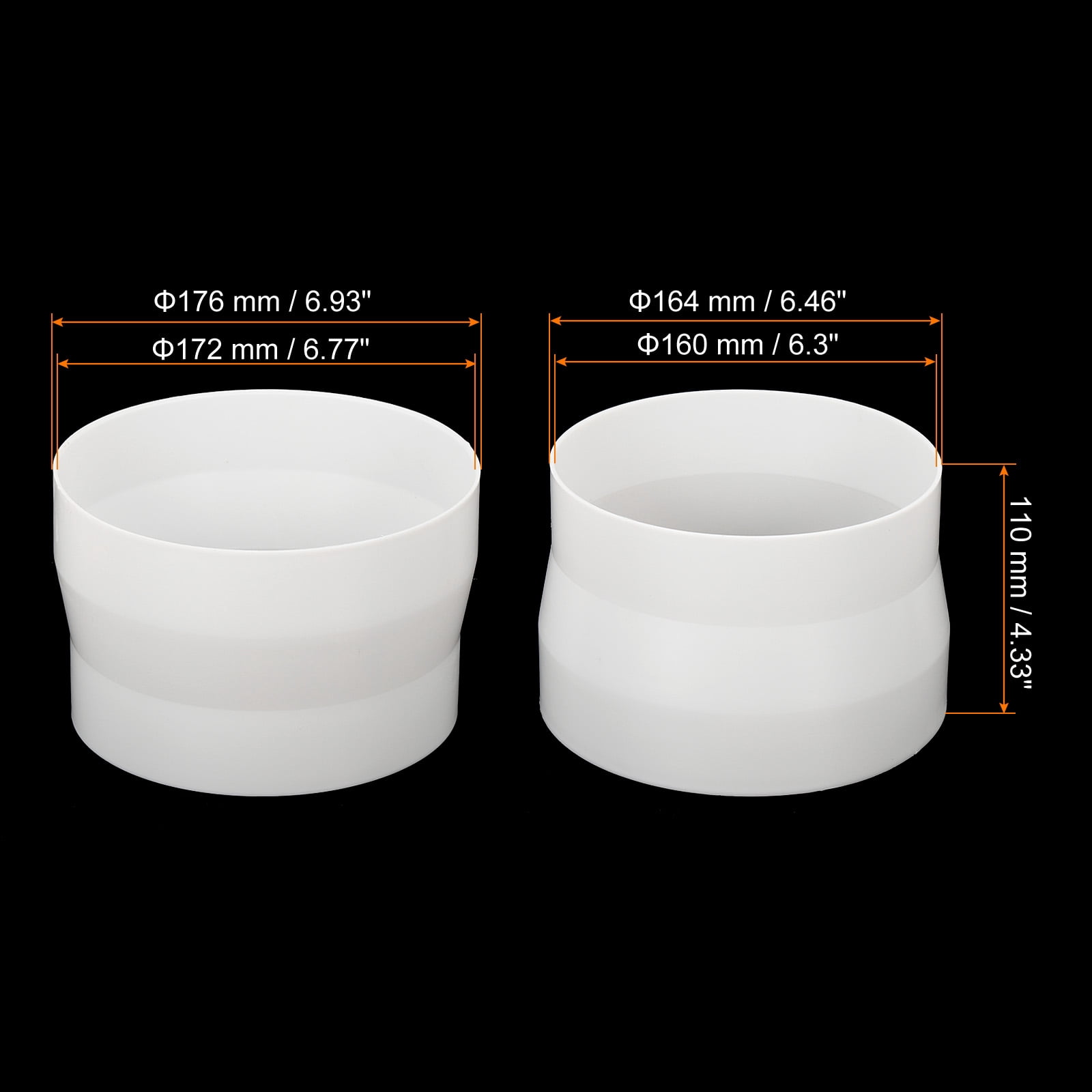 Unique Bargains ABS Ducting Airflow Tube Increaser Adapter for HVAC System White 7" to 6"