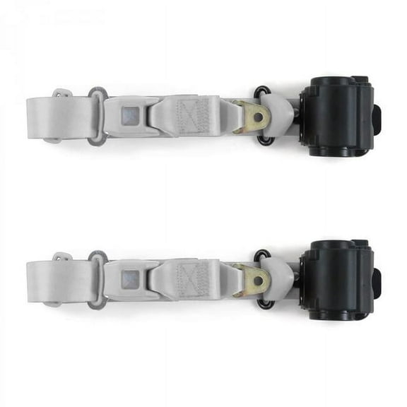 Chevy Truck 1963-1966 Standard 3 Point Gray & Grey Retractable Bucket Seat Belt Kit - 2 Belts