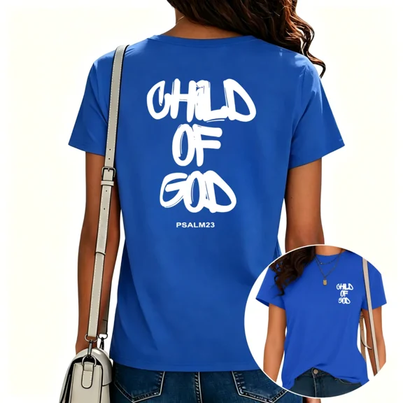 UNISHE Women's Faith Based Shirt Aesthetic Bible Verse Jesus Scripture Top for Daily Outfit Blue, S