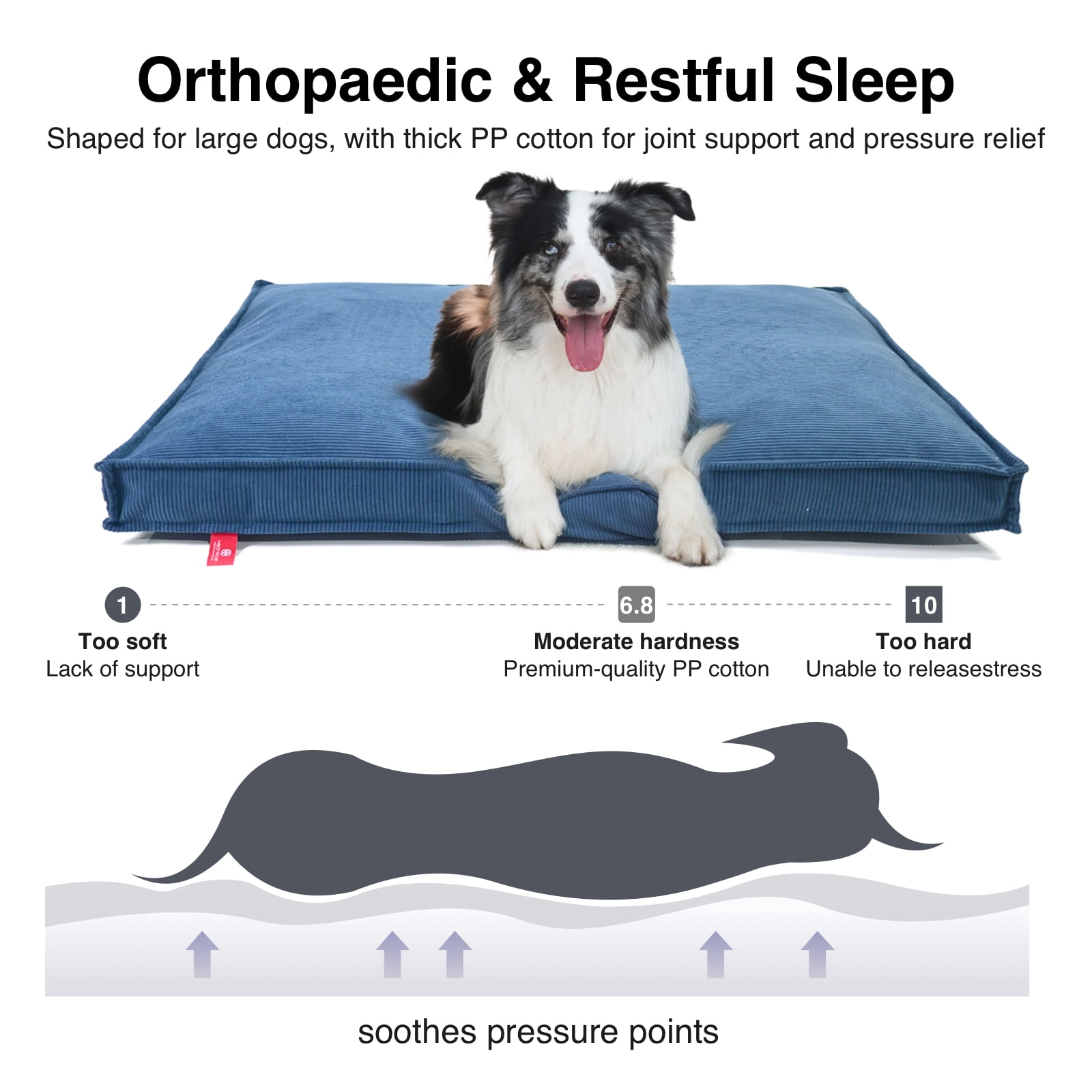Luxury Dog Bed for Dogs up to 77lbs, Breathable, Durable & Washable with Removable Cover, Concealed Zipper and Non-Slip Bottom
